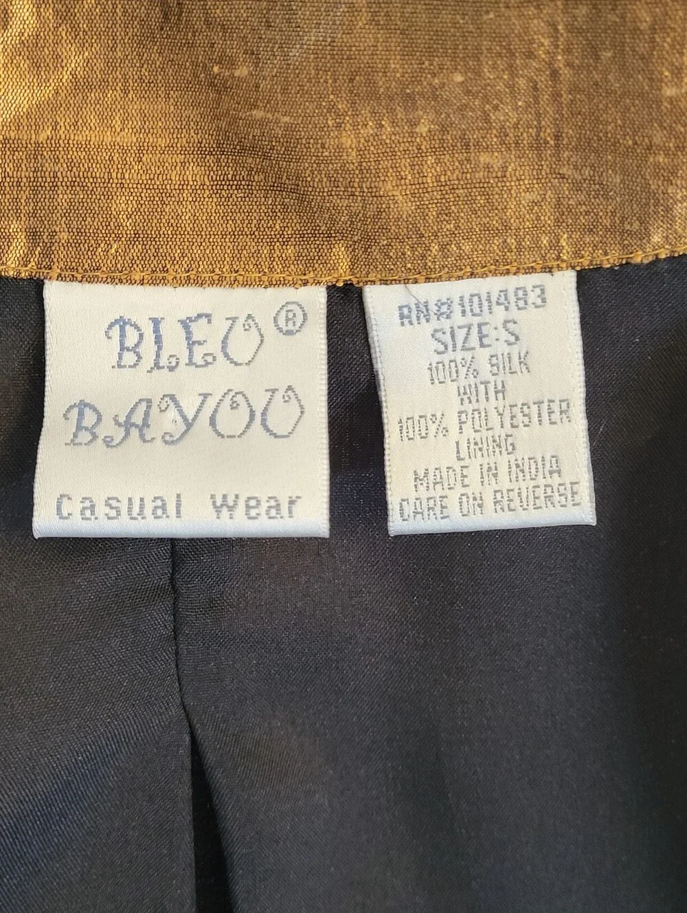 Bleu Bayou Ochre Silk Open Jacket Small